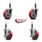 Service Caster 4'' Red Poly Wheel Swivel 3/4'' Expanding Stem Caster Set 2 Brakes, 4PK SCC-EX20S414-PPUB-RED-2-TLB-2-34 - alternate 3